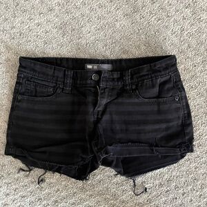 Levi's Black Jean Shorts with Distressed Hem